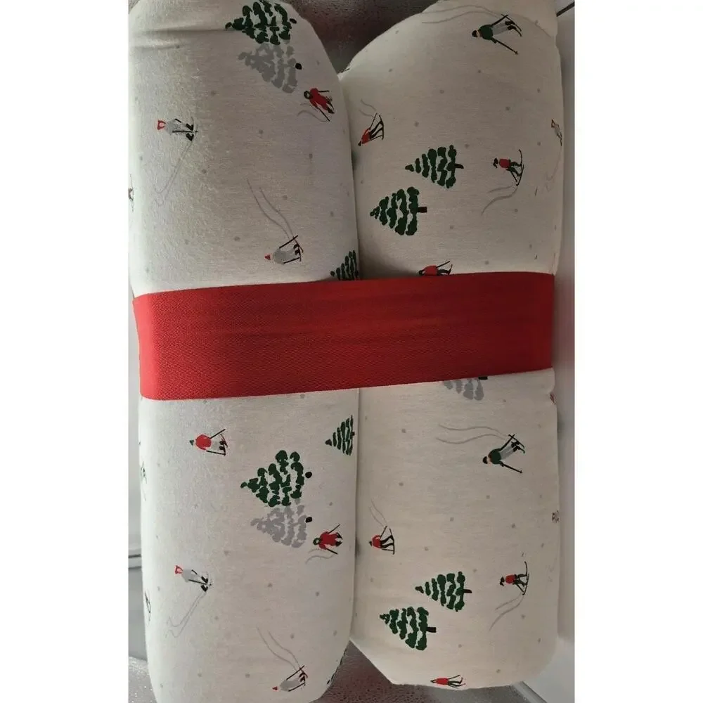MARTHA STEWART Holiday Christmas Tree Skier Red Green 3 piece King Quilt Set NEW